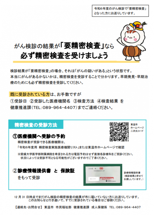 がん精検受診勧奨リーフレット