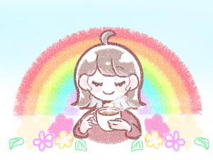 女性がカップを持っているイラスト
