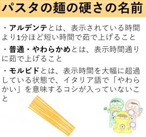 パスタの麺の硬さの名前