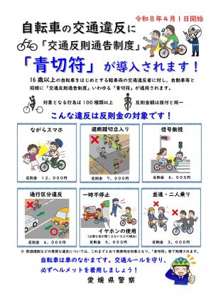 自転車の交通違反に青切符