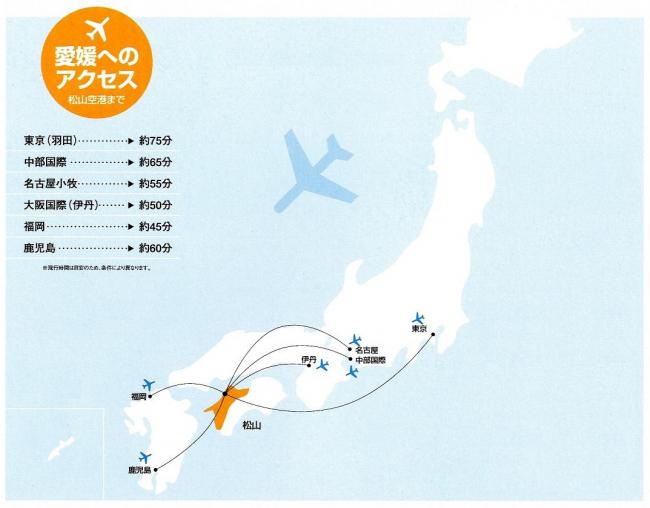 松山空港から日本各地へのアクセスです。