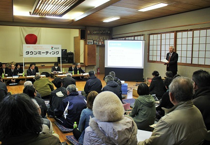 見奈良区タウンミーティングでの市長挨拶の写真